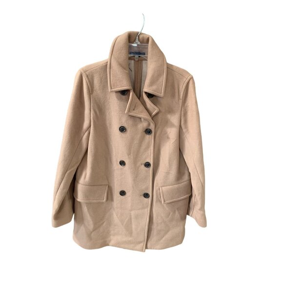 Gap Womens Size Small Peacoat Pea Coat Wool Tan Button Up Winter Tan Beige Mid L - Picture 1 of 4